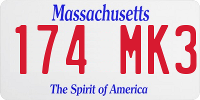 MA license plate 174MK3