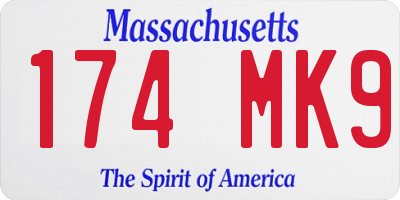 MA license plate 174MK9