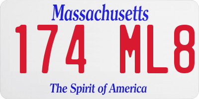 MA license plate 174ML8