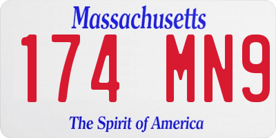 MA license plate 174MN9