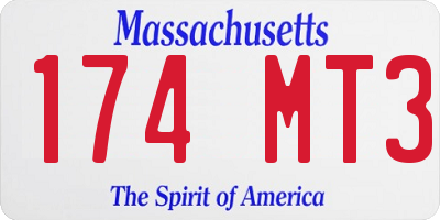 MA license plate 174MT3