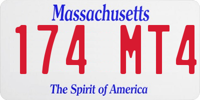 MA license plate 174MT4