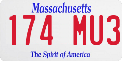 MA license plate 174MU3