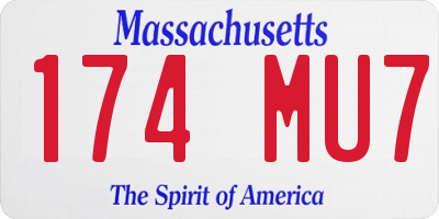 MA license plate 174MU7
