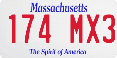 MA license plate 174MX3