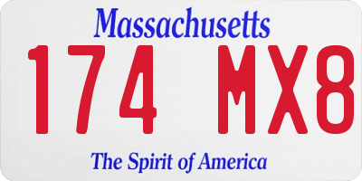 MA license plate 174MX8