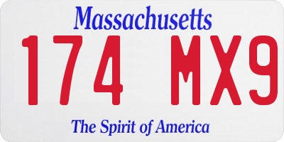 MA license plate 174MX9