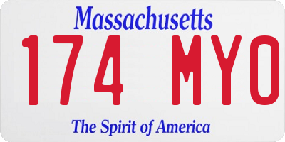 MA license plate 174MY0