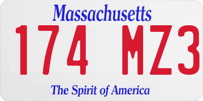 MA license plate 174MZ3