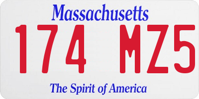 MA license plate 174MZ5