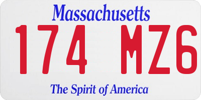 MA license plate 174MZ6