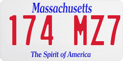 MA license plate 174MZ7