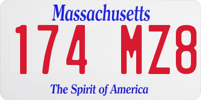 MA license plate 174MZ8