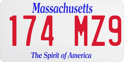 MA license plate 174MZ9