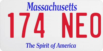 MA license plate 174NE0