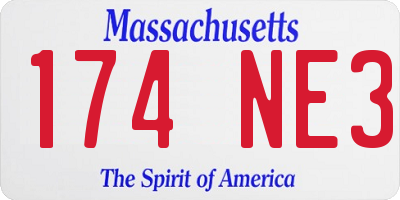 MA license plate 174NE3