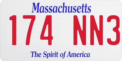 MA license plate 174NN3