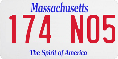 MA license plate 174NO5