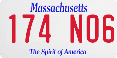 MA license plate 174NO6