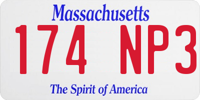 MA license plate 174NP3