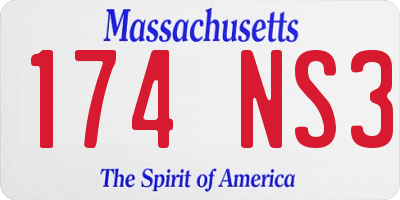 MA license plate 174NS3