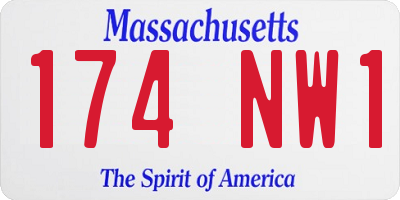 MA license plate 174NW1