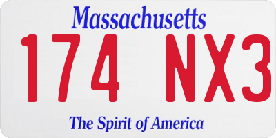MA license plate 174NX3