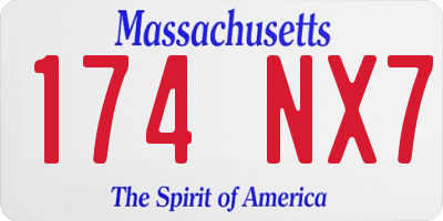 MA license plate 174NX7