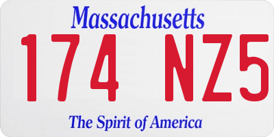 MA license plate 174NZ5