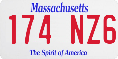 MA license plate 174NZ6