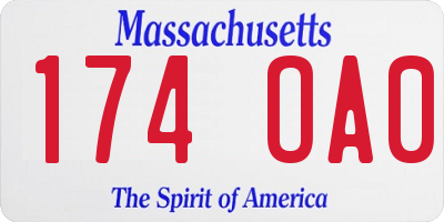 MA license plate 174OA0