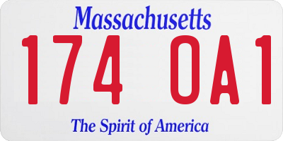 MA license plate 174OA1