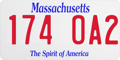 MA license plate 174OA2