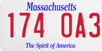 MA license plate 174OA3