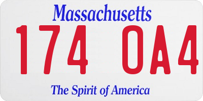 MA license plate 174OA4