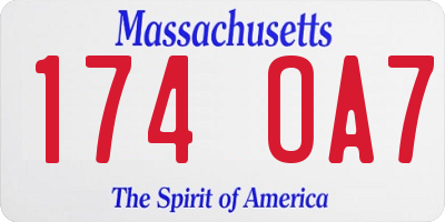 MA license plate 174OA7