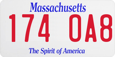 MA license plate 174OA8