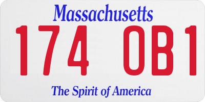 MA license plate 174OB1