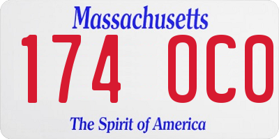 MA license plate 174OC0