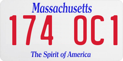 MA license plate 174OC1