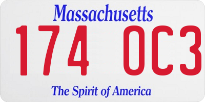 MA license plate 174OC3