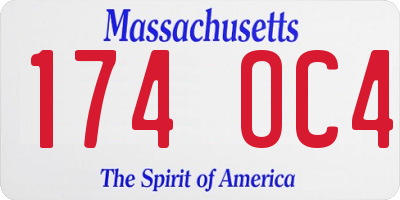 MA license plate 174OC4
