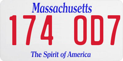 MA license plate 174OD7