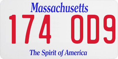 MA license plate 174OD9