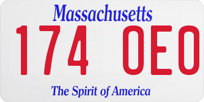 MA license plate 174OE0