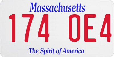 MA license plate 174OE4