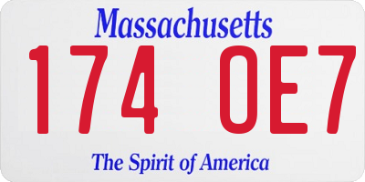 MA license plate 174OE7