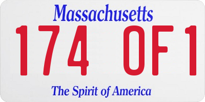 MA license plate 174OF1