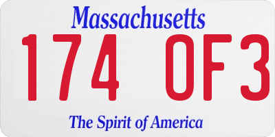 MA license plate 174OF3