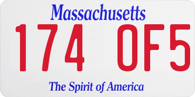 MA license plate 174OF5